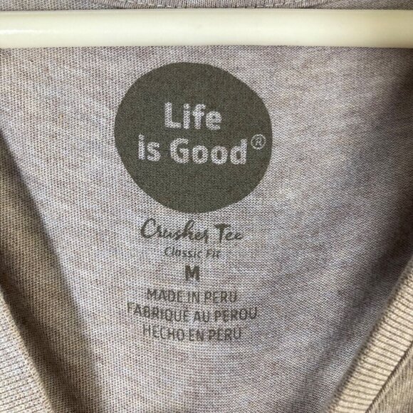 Womens Life Is Good Crusher Tee Classic Fit Road Trip Jeep V Neck Tan M - Picture 5 of 6